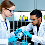 **

"A diverse team of scientists and engineers in a modern laboratory, working on electrolysis equipment splitting water into hydrogen and oxygen, fully clothed in lab coats, appropriate safety glasses, safe for work, perfect anatomy, correct proportions, professional setting, bright and clean environment, family-friendly, demonstrating sustainable energy research, high quality."

**