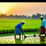 **

A lush, green paddy field in rural Bangladesh at sunset. Farmers, fully clothed in traditional Bengali attire (lungi, gamcha), are working diligently.  A small, modern, green hydrogen-powered irrigation pump is visible, providing water.  Golden hour lighting, hyperrealistic detail, safe for work, appropriate content, fully clothed, family-friendly, professional agricultural photography.  Perfect anatomy, correct proportions, natural pose.

**
