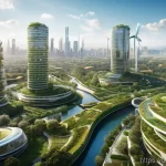 Home 16 그린 수소 프로젝트 투자 유치 전략 - **Prompt:** A sprawling, futuristic eco-city bathed in warm, clear daylight. The skyline is dominate...